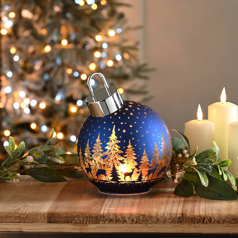 18cm Blue Christmas Bauble Light-Up Decoration