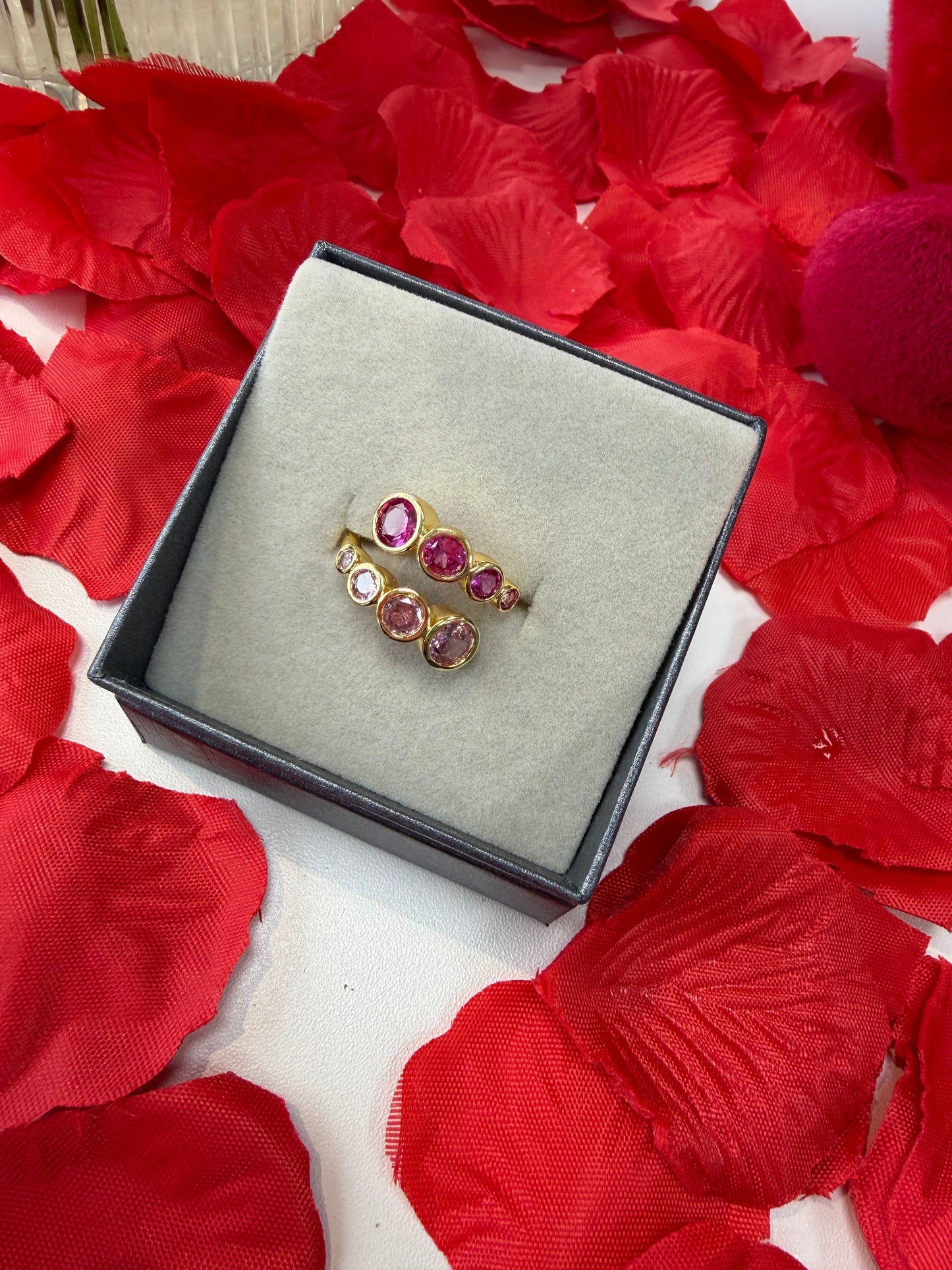 Pink Stone with Cubic Zirconia RING