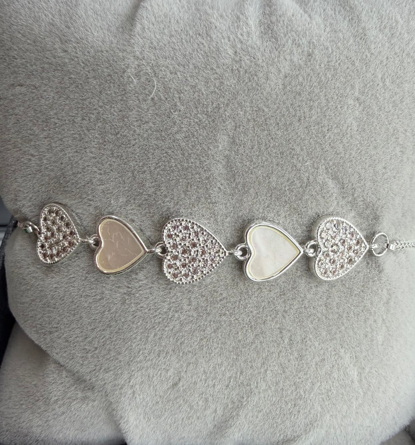 Mother of Pearl heart Tennis bracelet