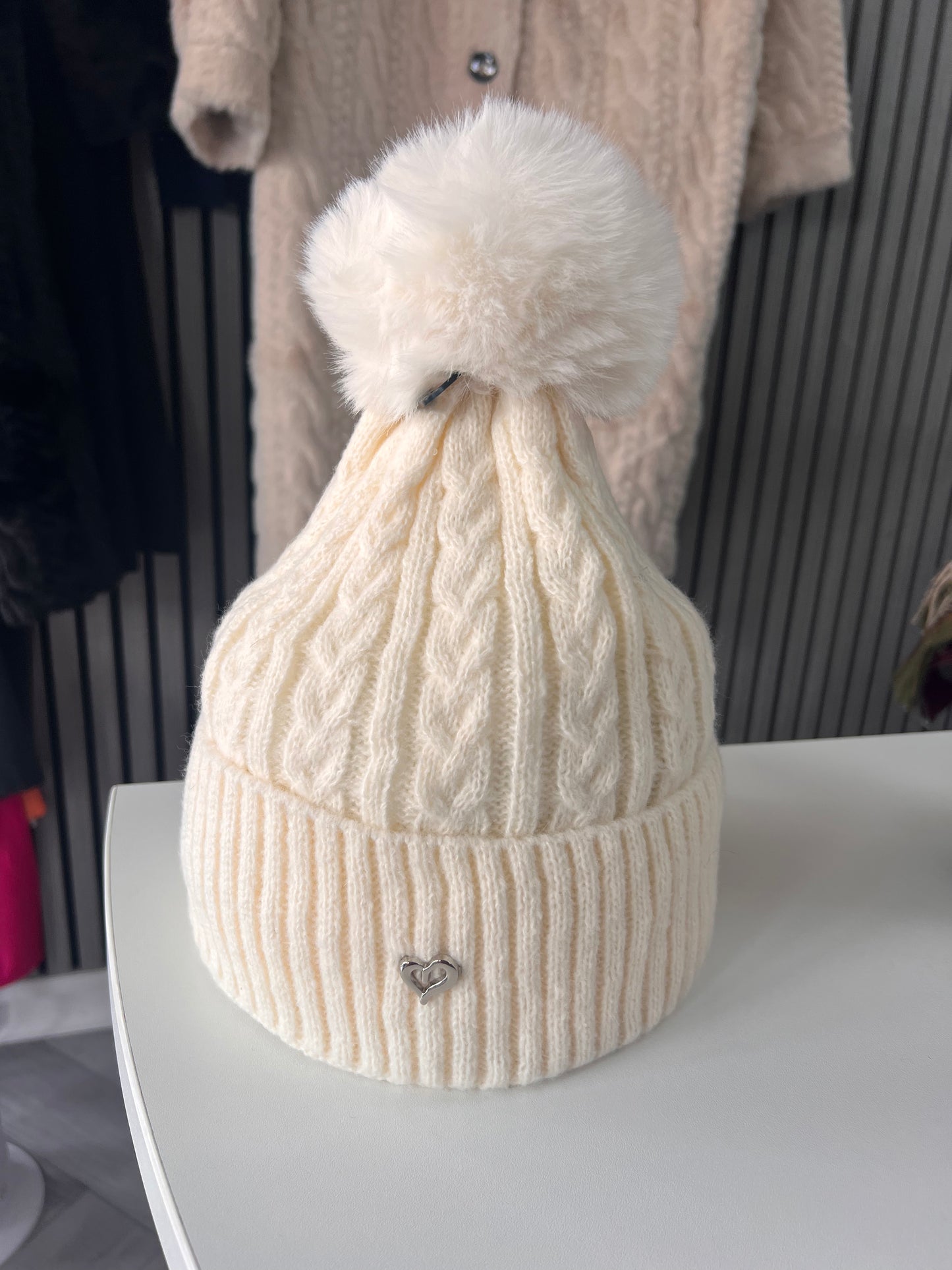 Cable Pom Pom Hat