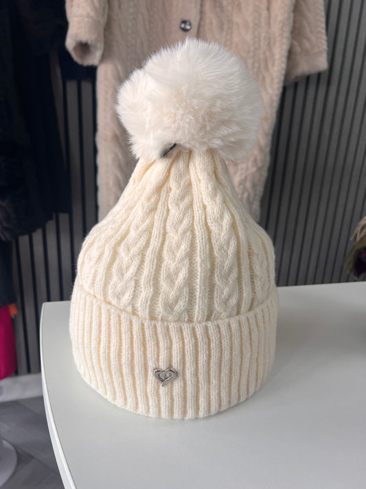 Cable Pom Pom Hat
