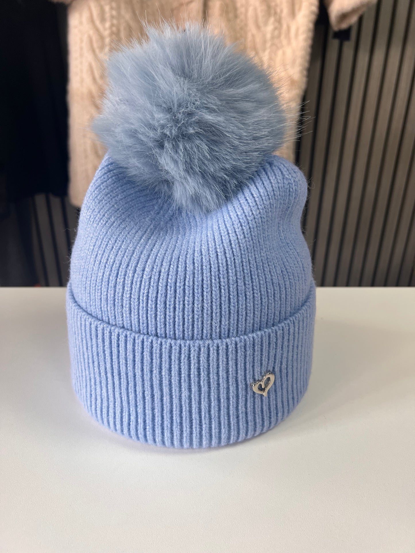Heart Embellished Pom Hat
