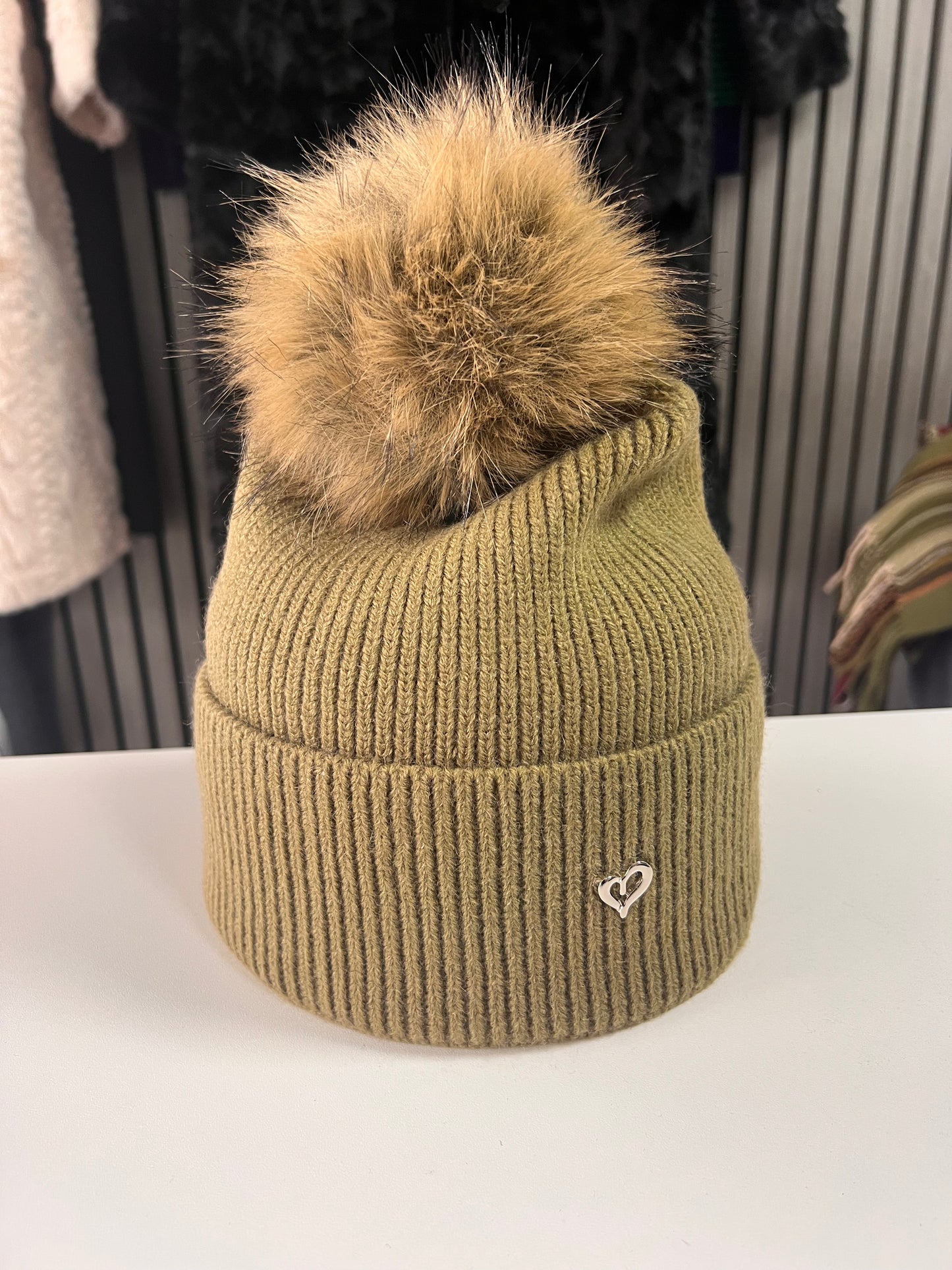Heart Embellished Pom Hat