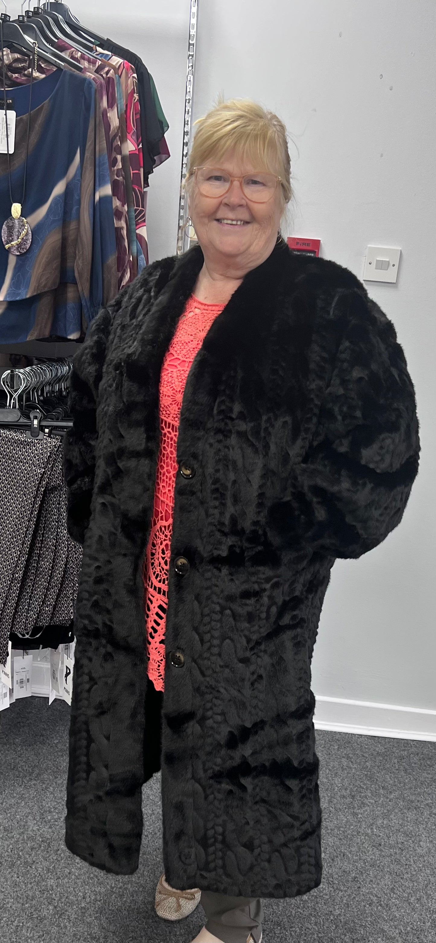 Cable Faux Fur Coat