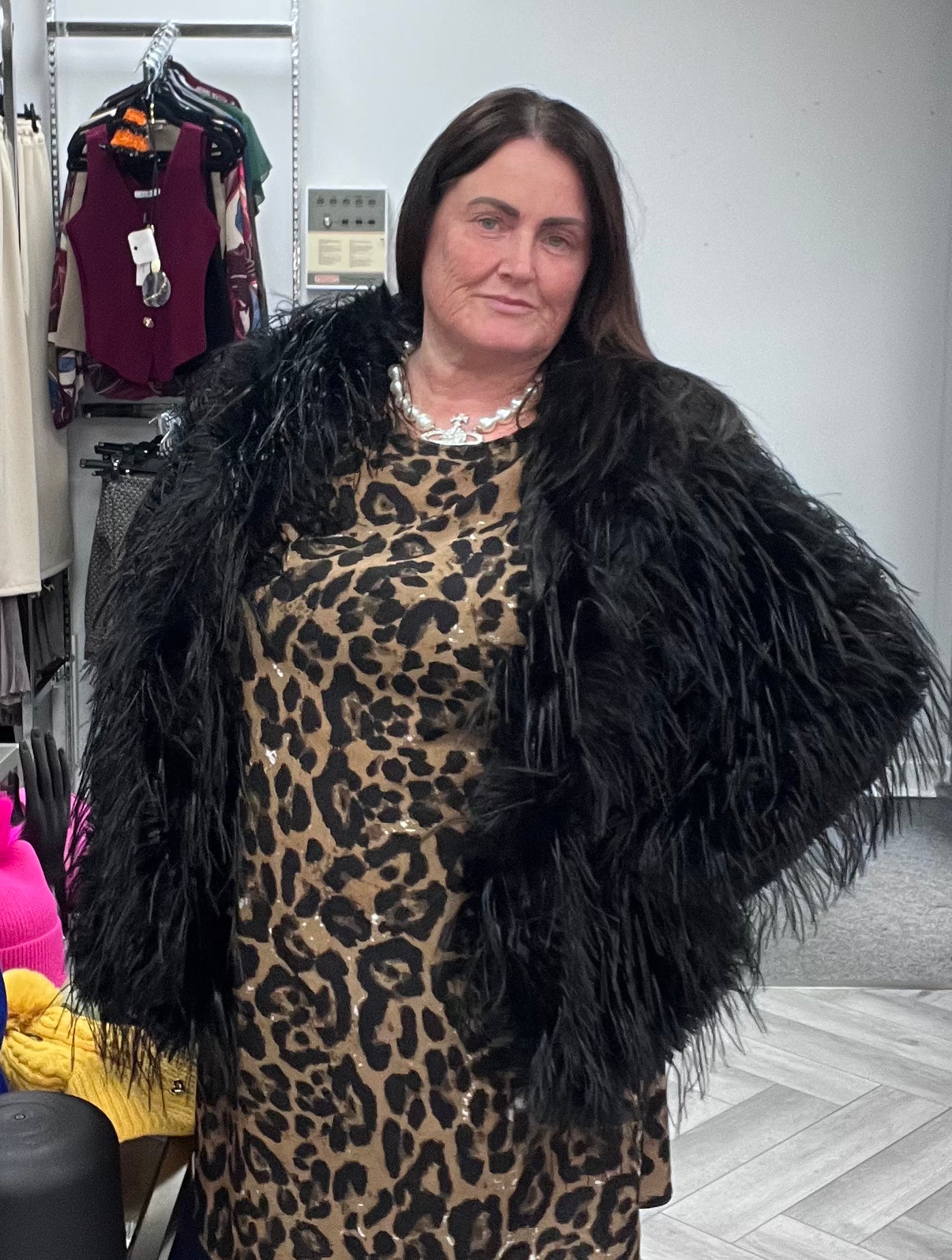 Faux Ostrich Feather Jacket