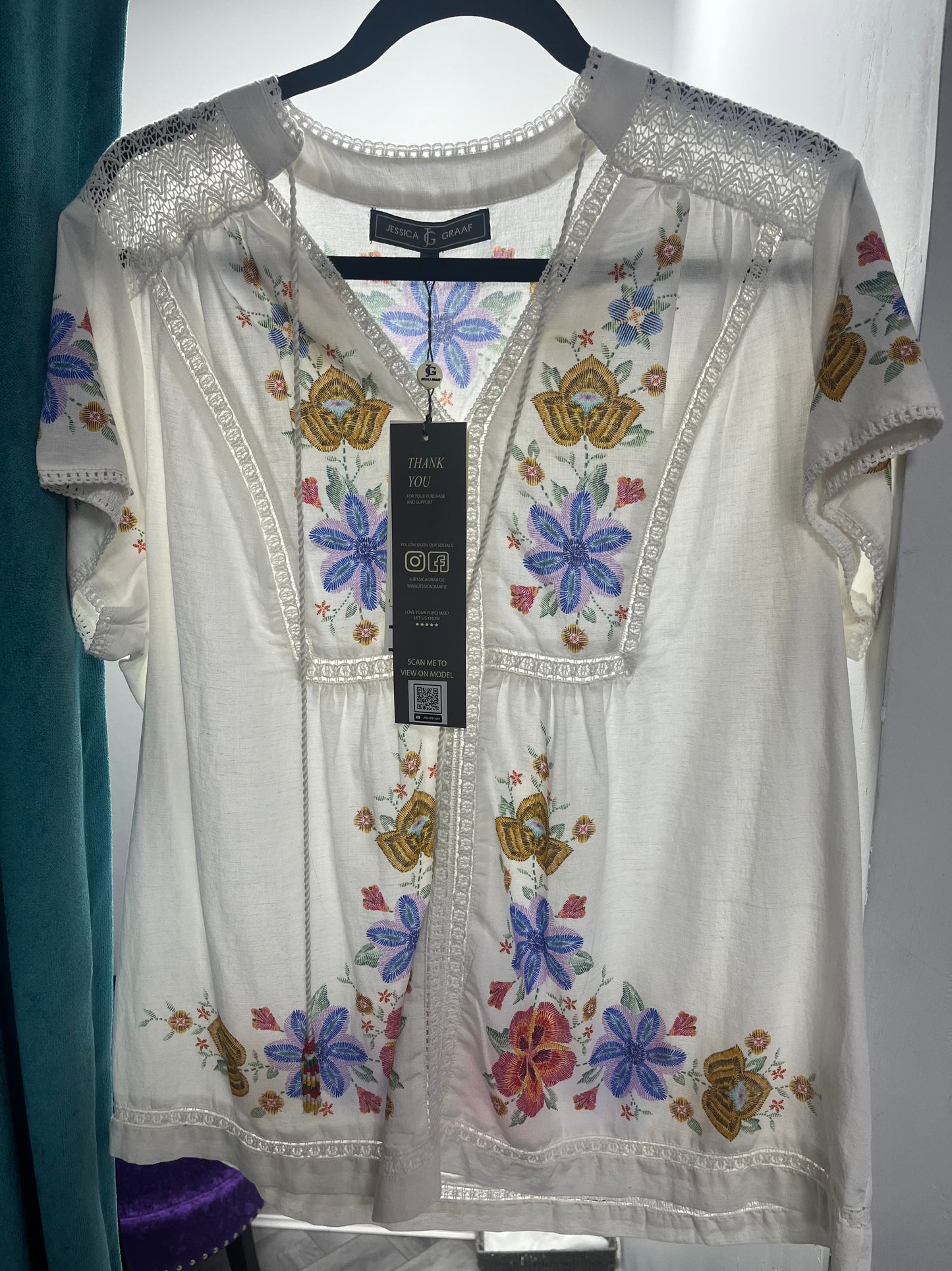 Embroidered Blouse with ties.