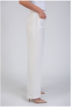 Linen trousers with pocket detail by Jessica Graaf