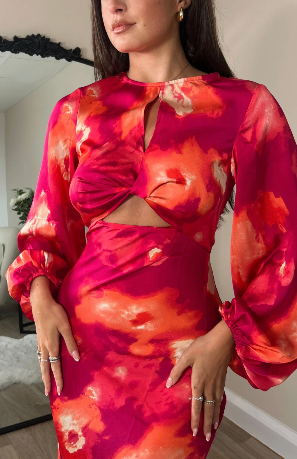 Clara Cutout Maxi Dress Rose Abstract