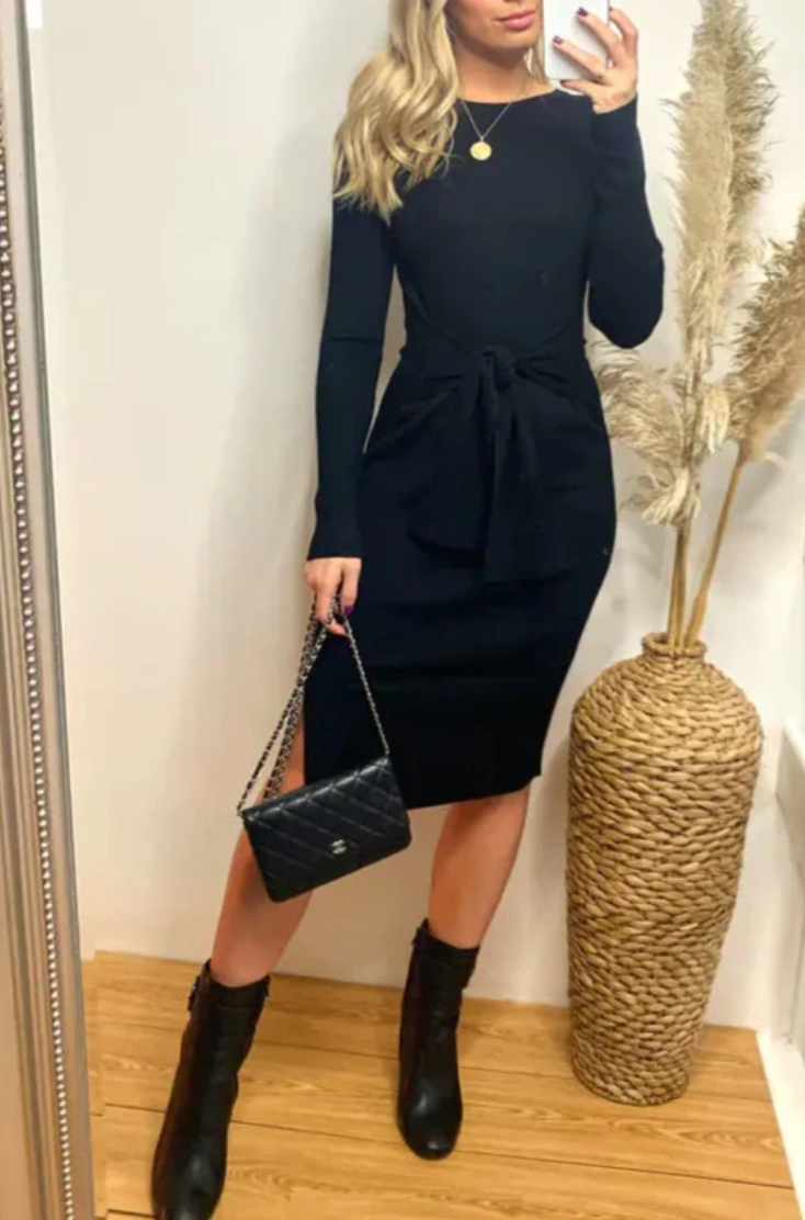 Knitted Bodycon Dress with Belt