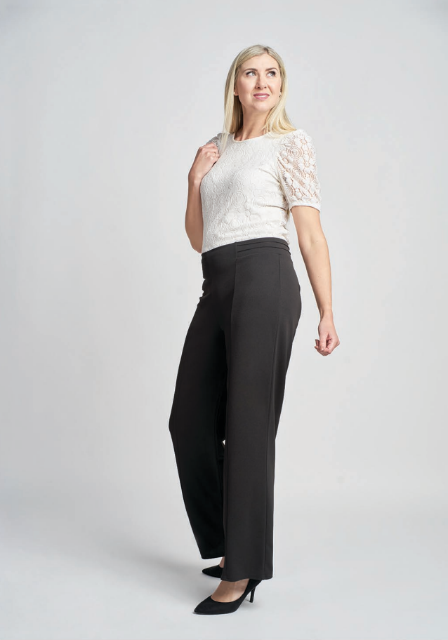 Pinns Wide Leg Jersey Trouser with Waist Detail