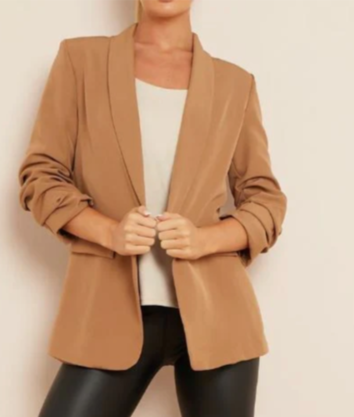 Oversized Ruched Sleeve Blazer