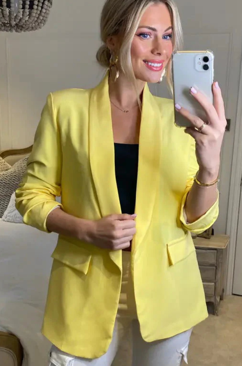 Oversized Ruched Sleeve Blazer