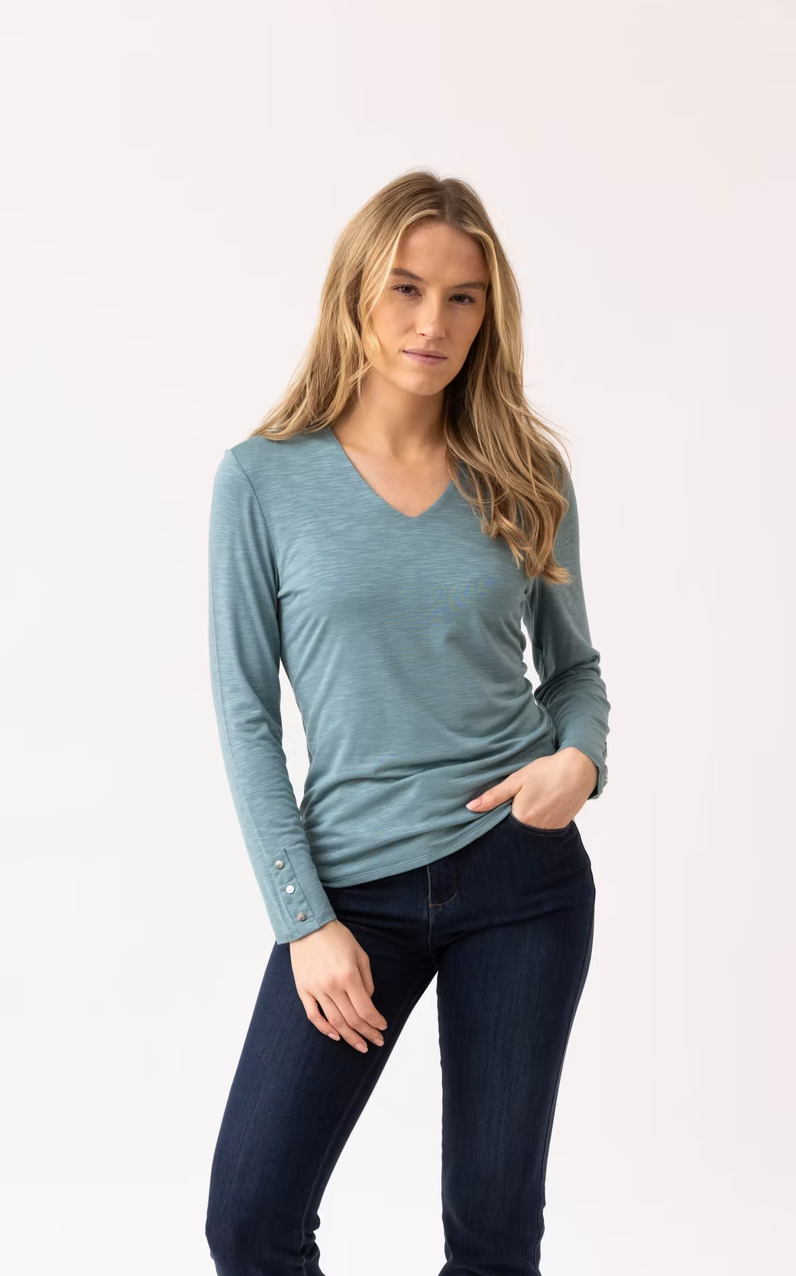 3 button v neck top by Marble