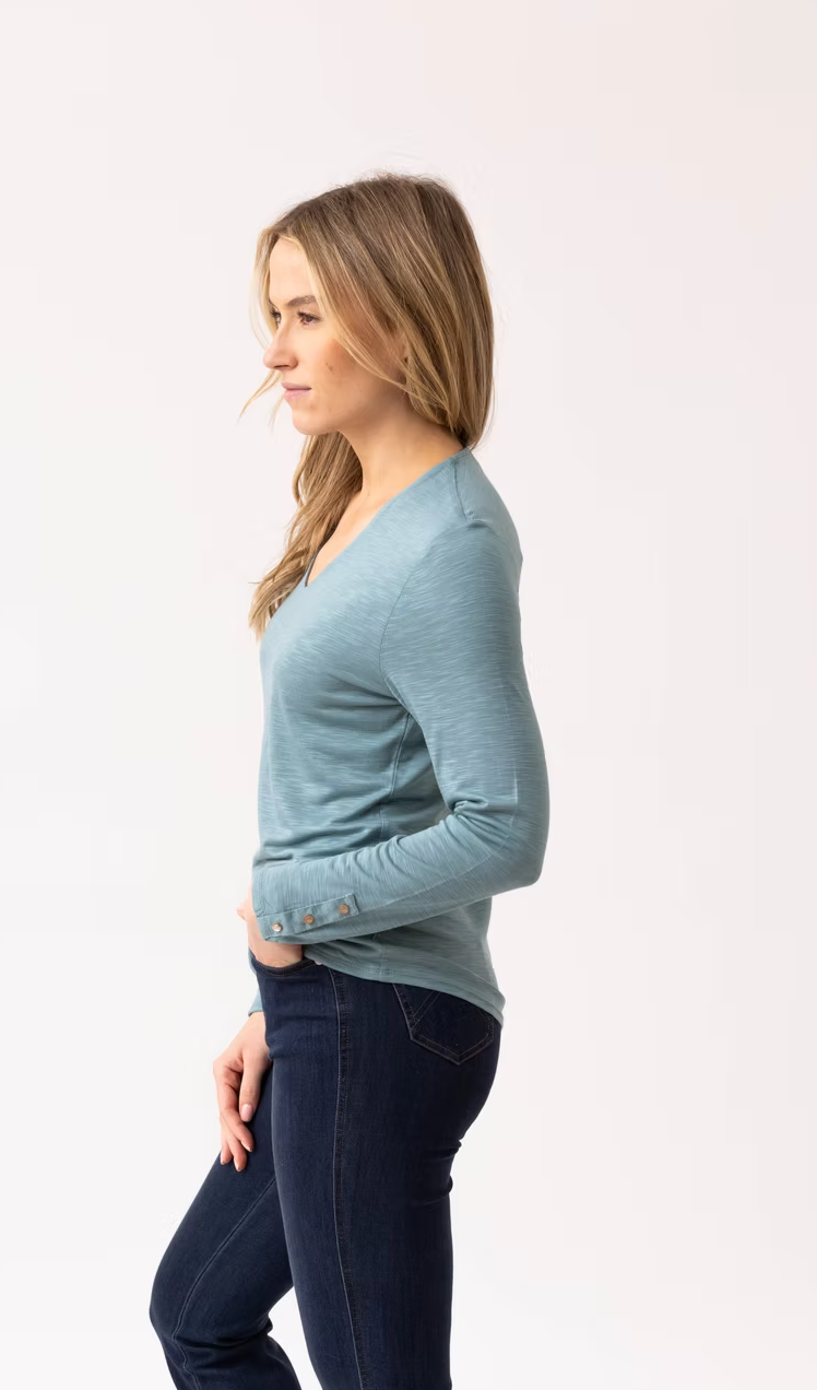 3 button v neck top by Marble