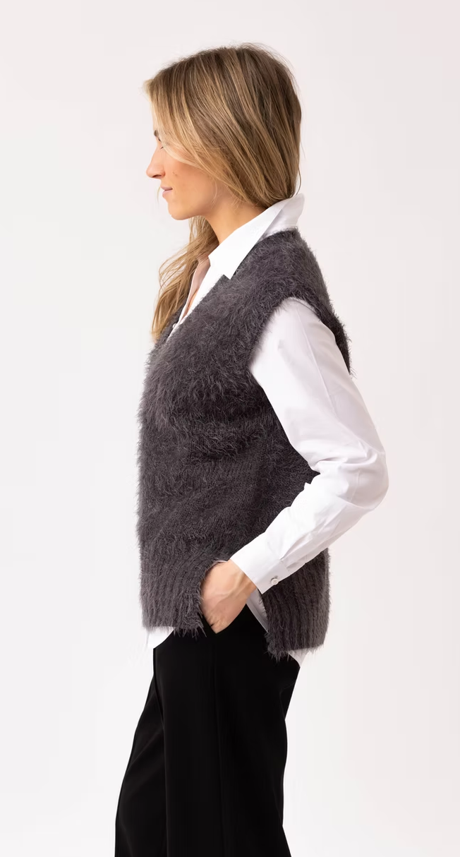Vneck Fluffy Tank Top by Marble