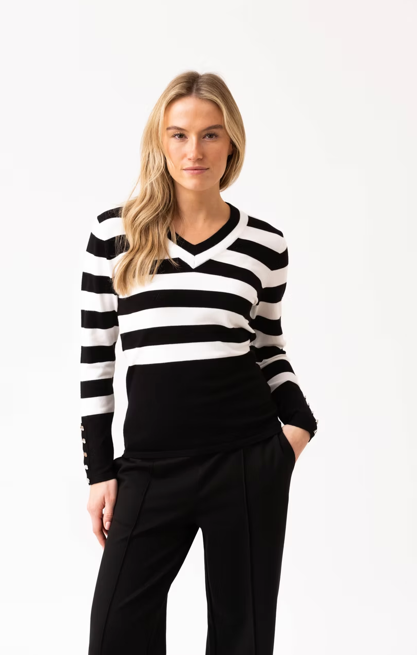 Striped V Neck by Marble