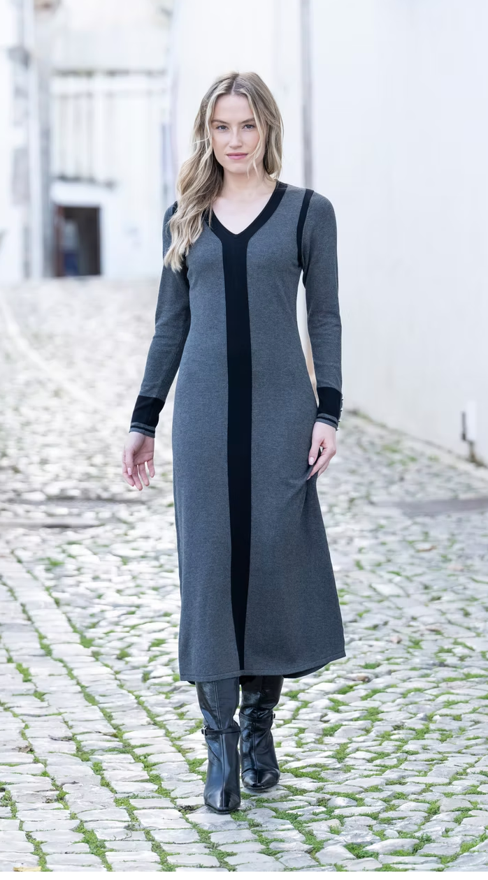 V Neck Strip Dress by Marble