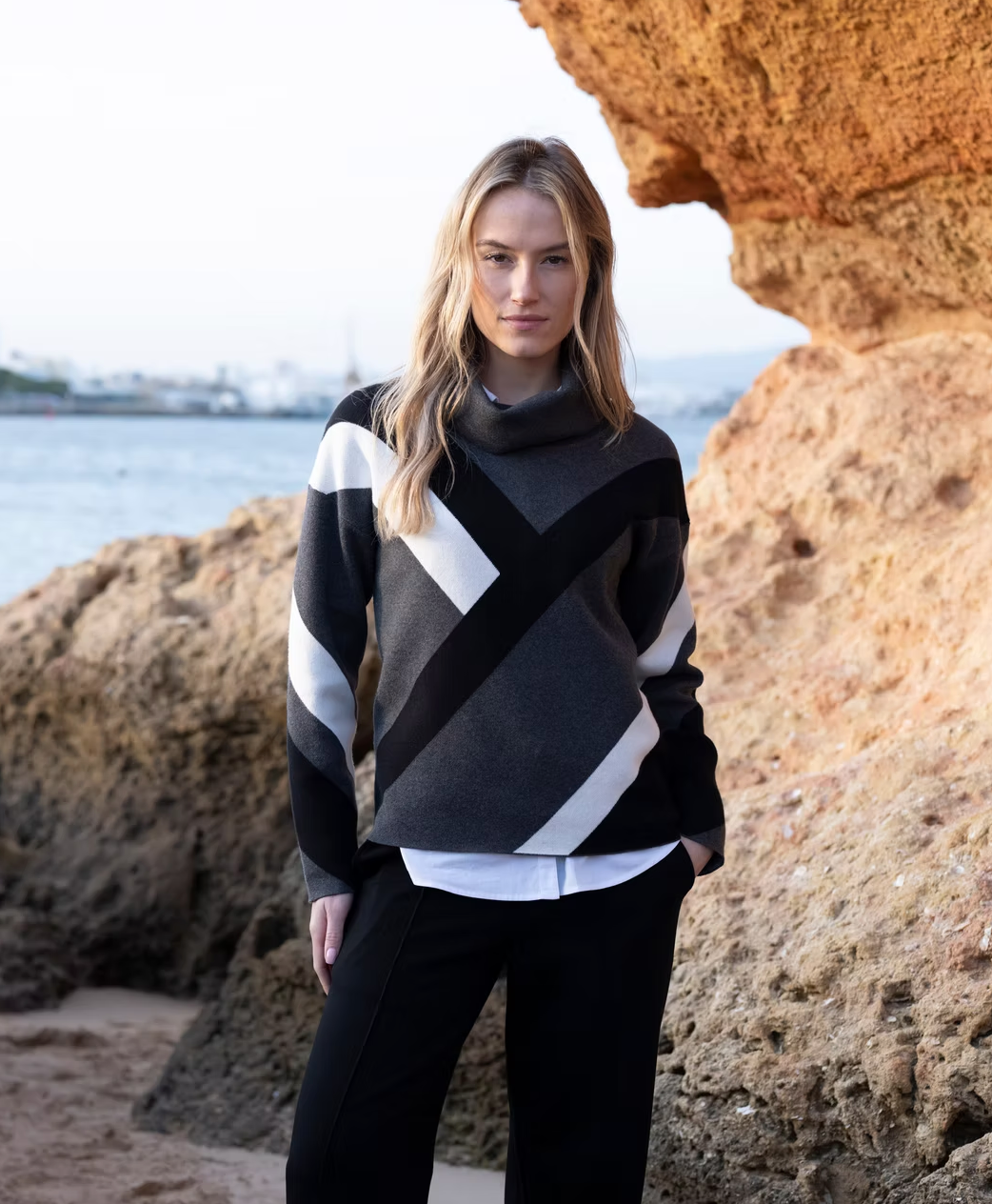 Colour Block Turtle Neck by Marble
