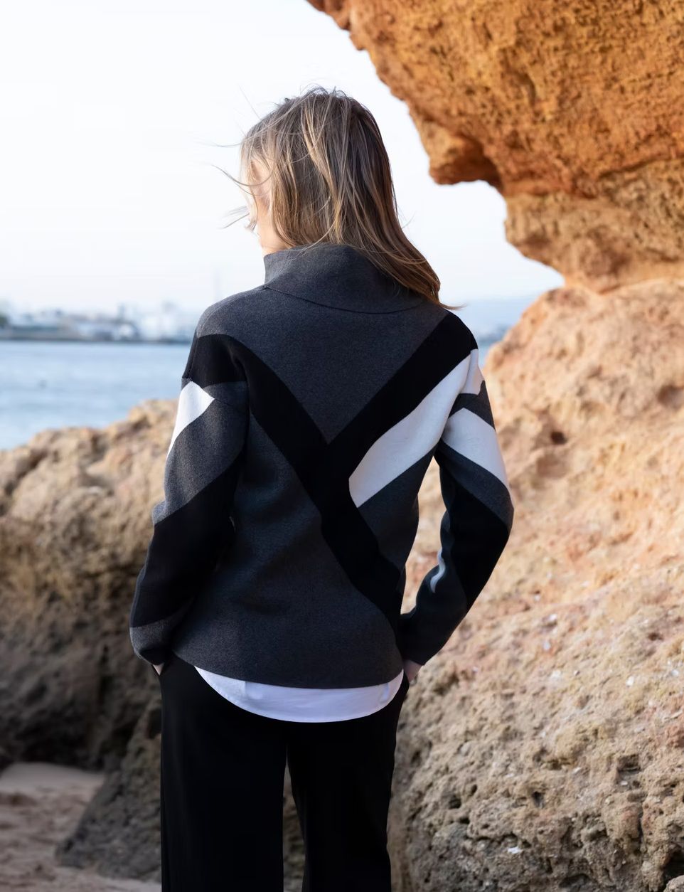 Colour Block Turtle Neck by Marble