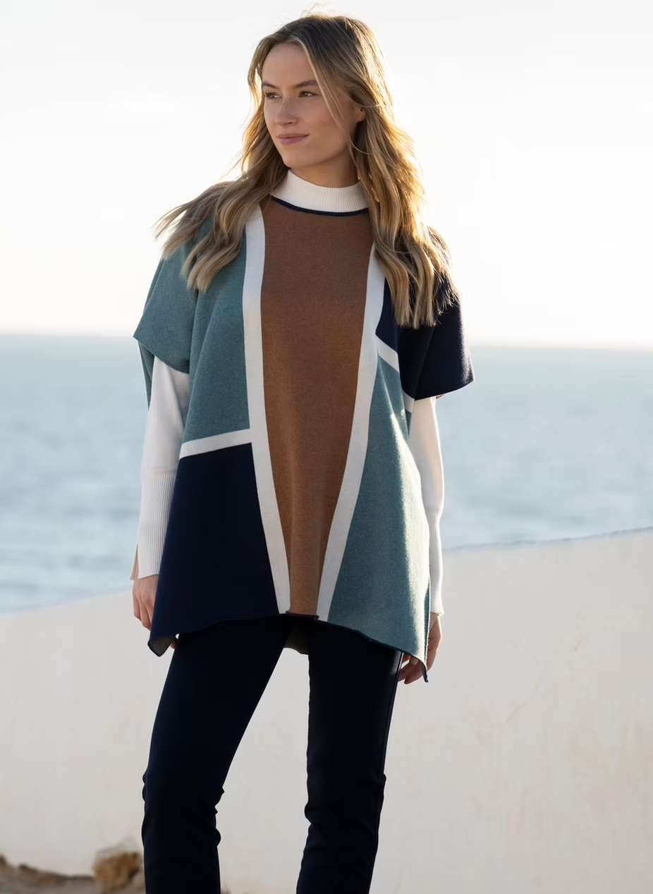 Colour Block Cape by Marble