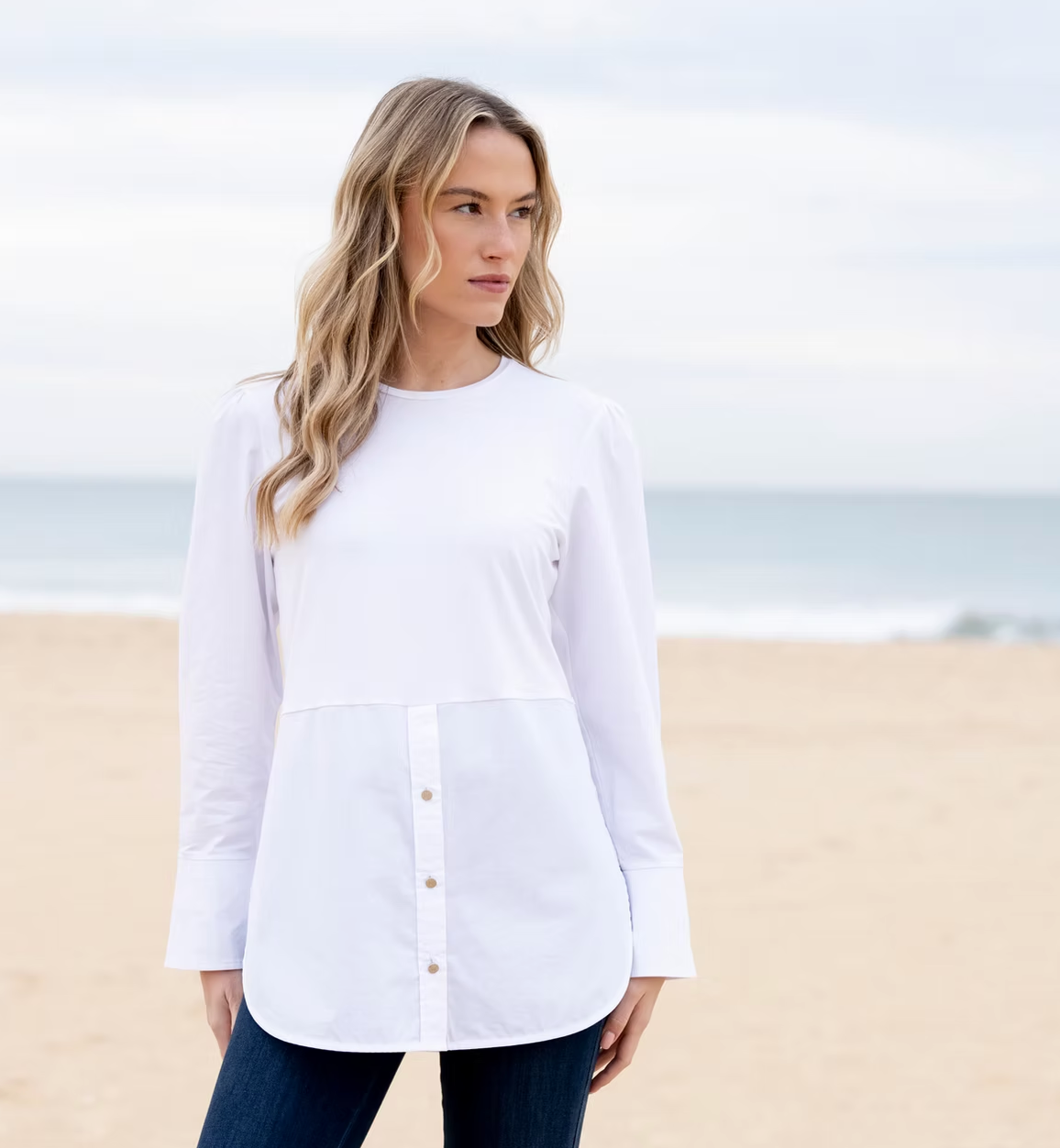 Collarless Blouse by Marble
