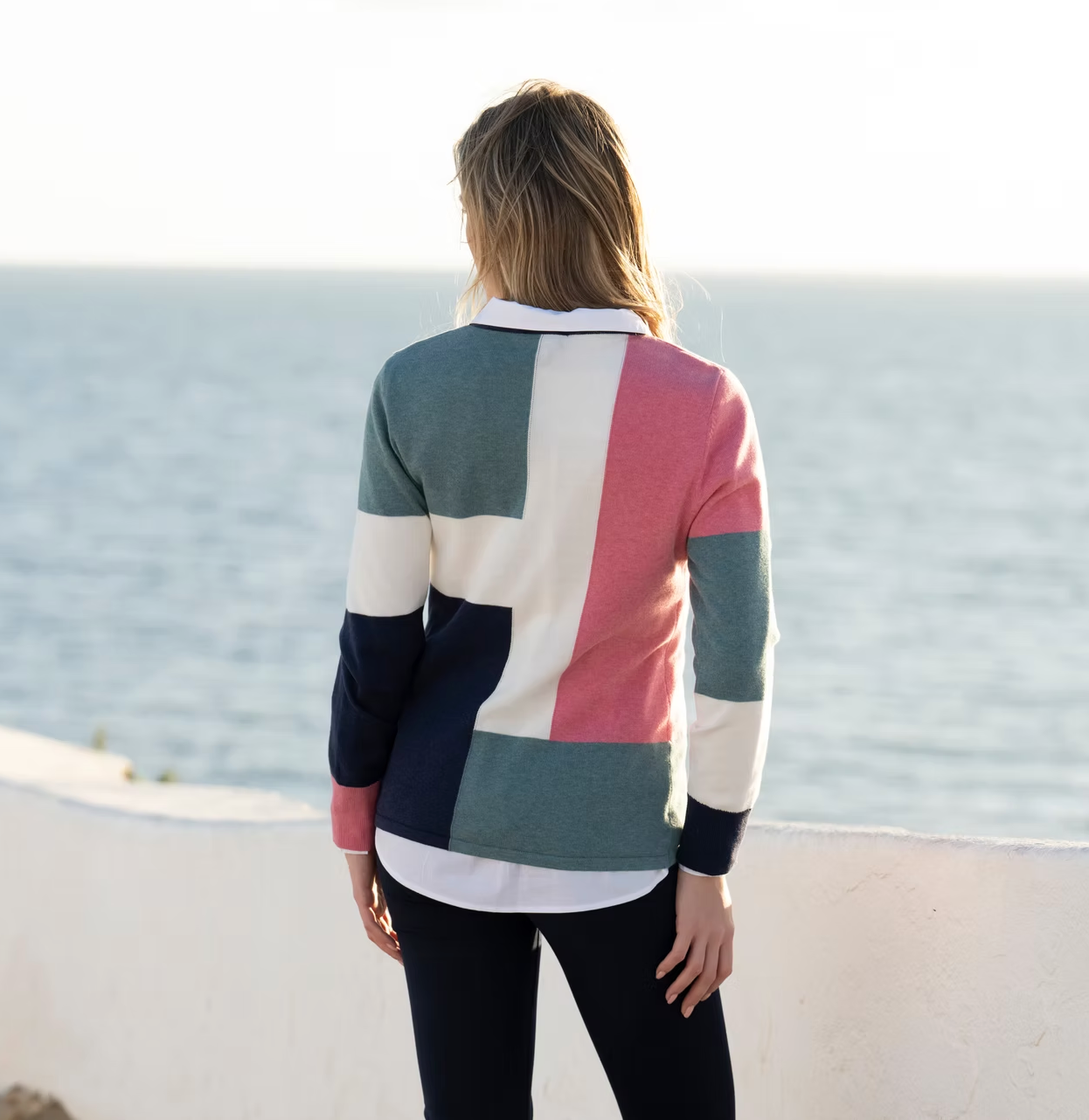 Colour Block Pure Cotton Sweater by Marble