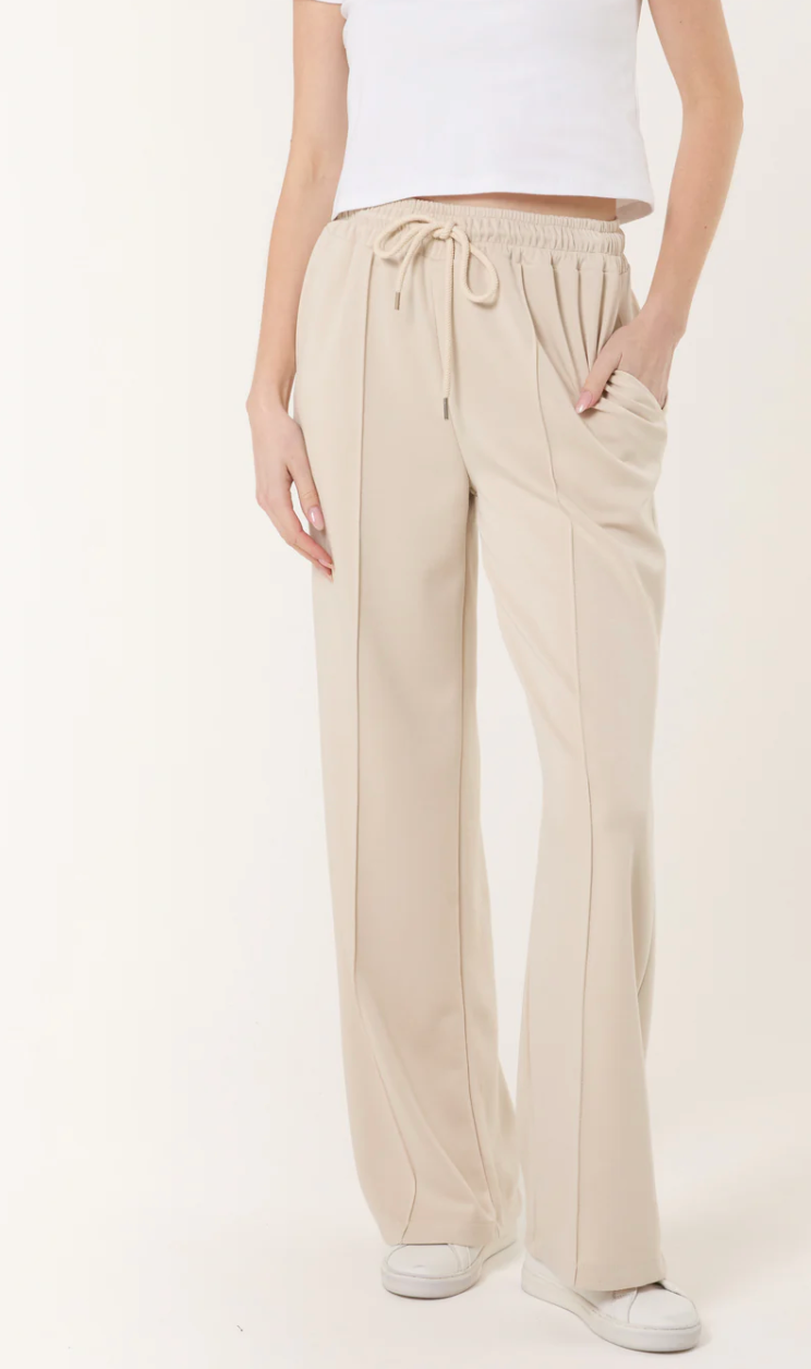 Drawstring Crease-Front Sweat Trousers