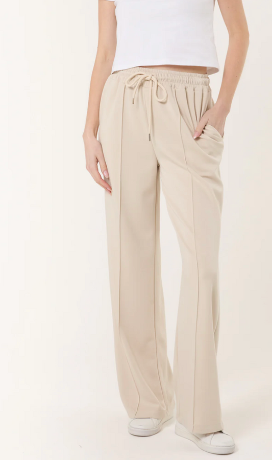 Drawstring Crease-Front Sweat Trousers