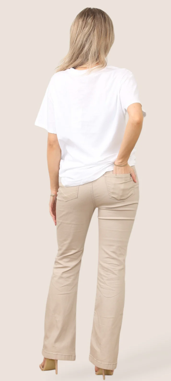 Bootcut Beige Two Front Pocket Voggo Jeans