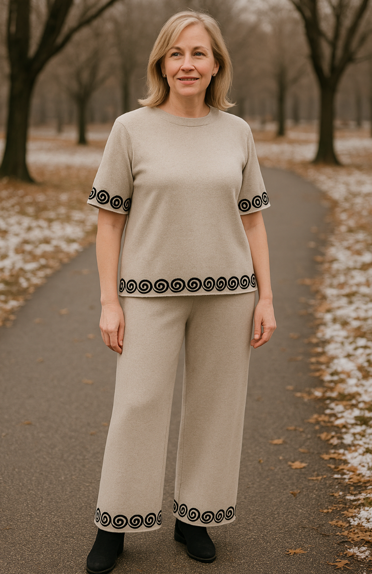 Cornelli trim 2 piece wide Leg Set