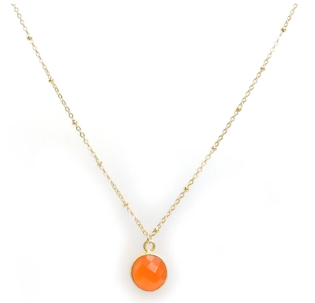 Handcrafted Gemstone Necklace with 18K Gold Plating by AnnaBella Moore