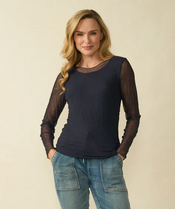 Navy Mesh top by D.E.C.K