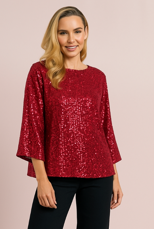 Wine coloured sequin top by D.E.C.K