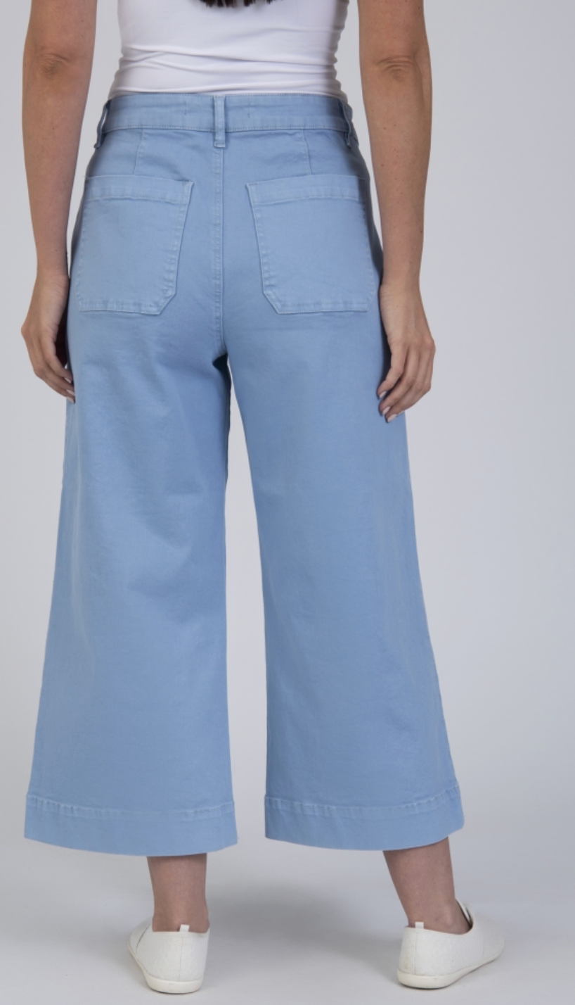 3/4 length wide leg jeans with gold pocket trim By Jessica Graaf