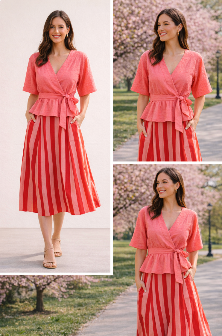 Violet Seersucker Pink Wrap Top