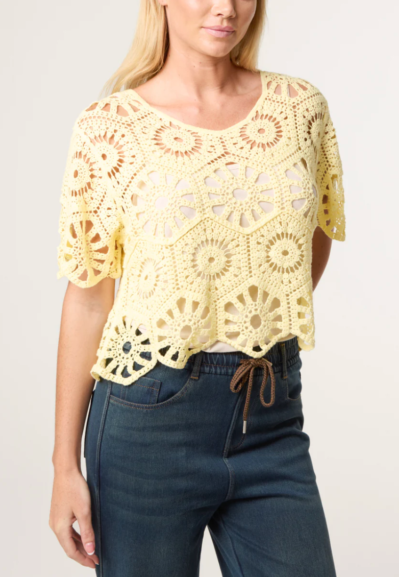 Mandala Flower Crochet Cropped Top