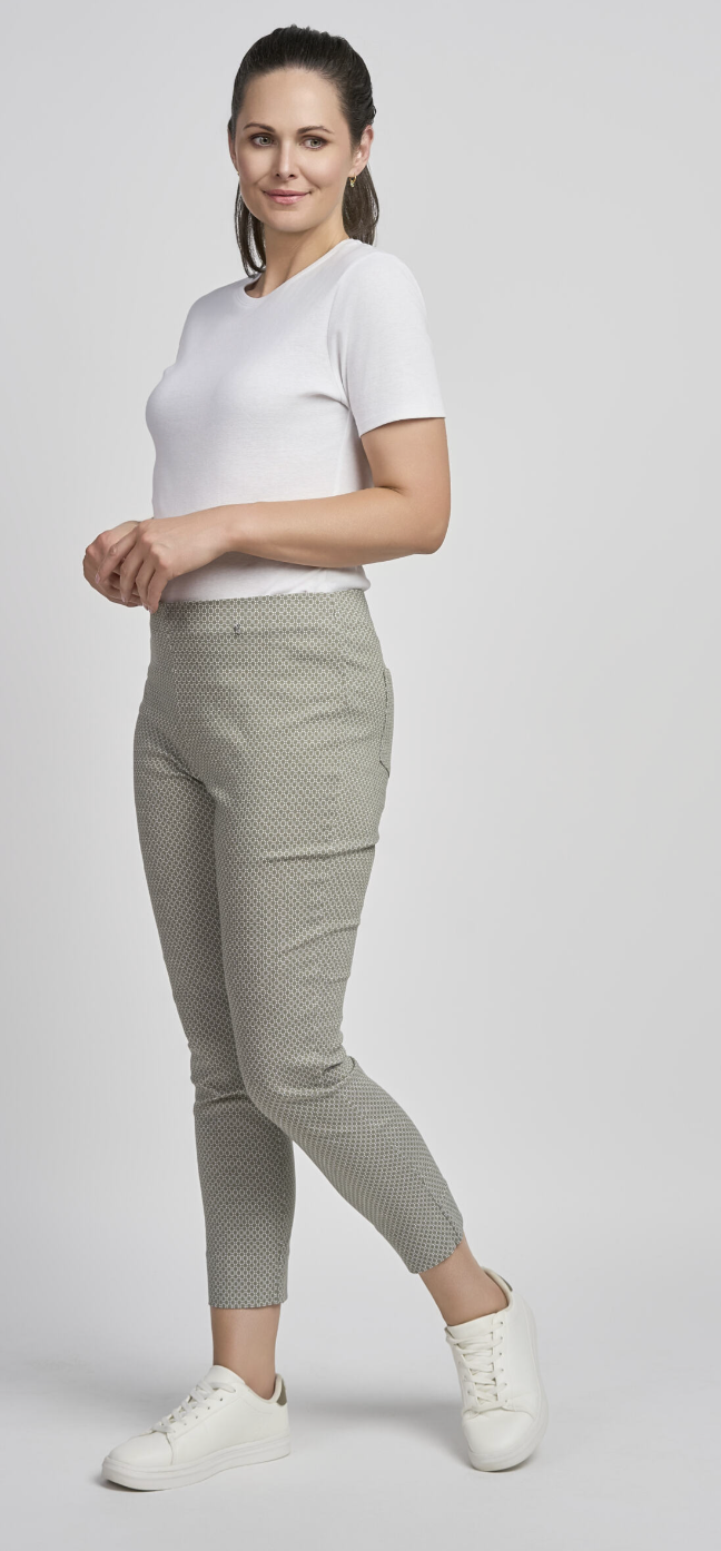 Sage Geo print ankle grazers by Pinns