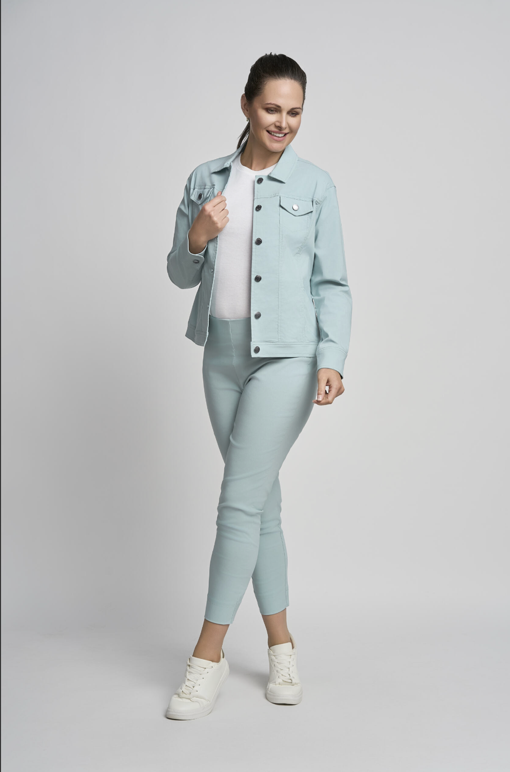 Duck Egg Blue Denim Style jacket by Pinns
