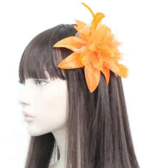 Molly Orange Fascinator on Comb