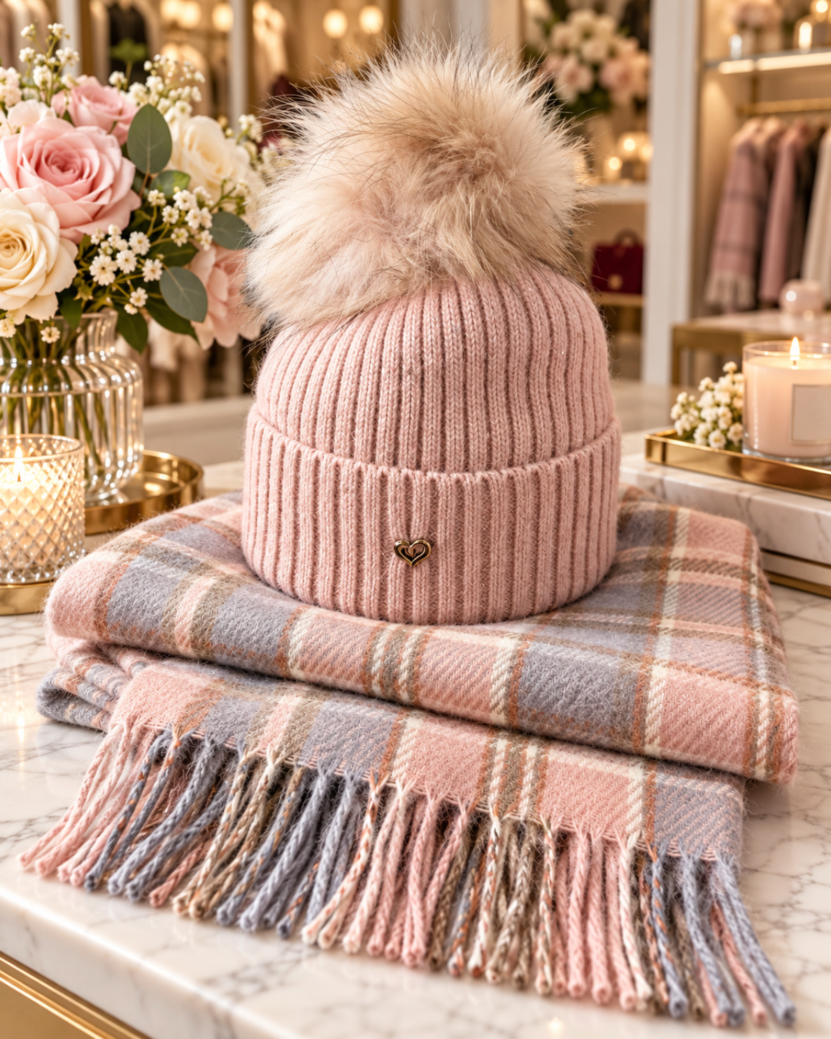 Pink Tartan Scarf