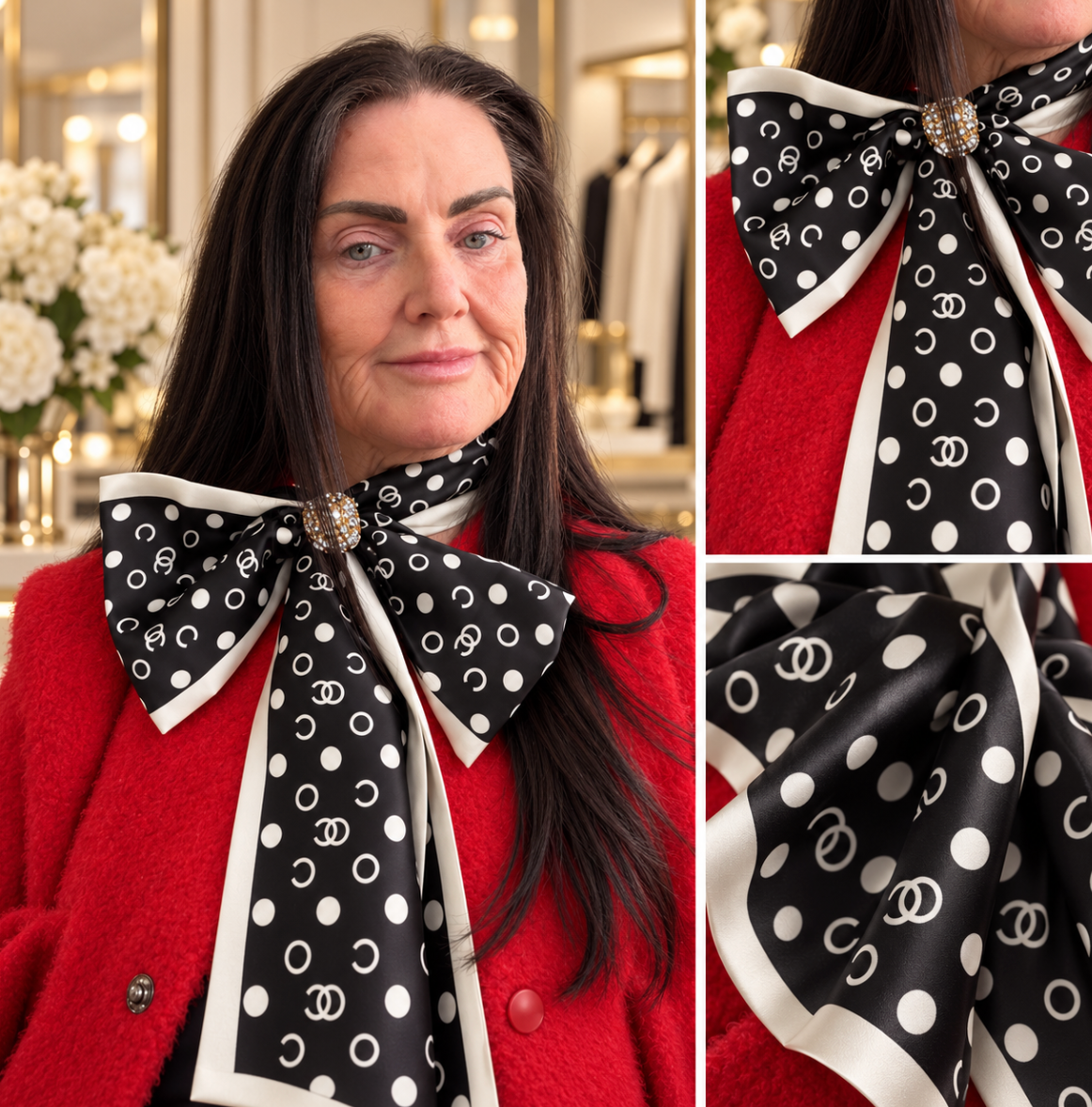 Monochrom Polkadot Neck Scarf