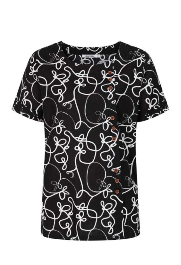 Linen Swirly Top with Buttons