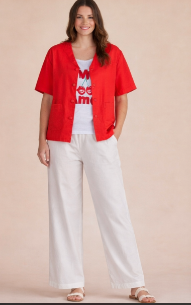 Mia V Button Top by Alice Collins