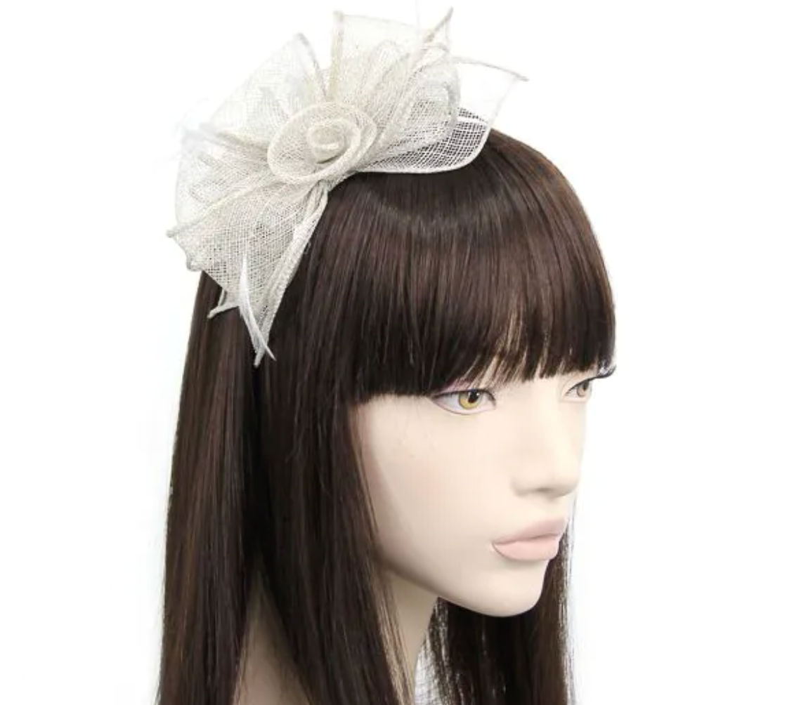 Verity fascinator - Grey