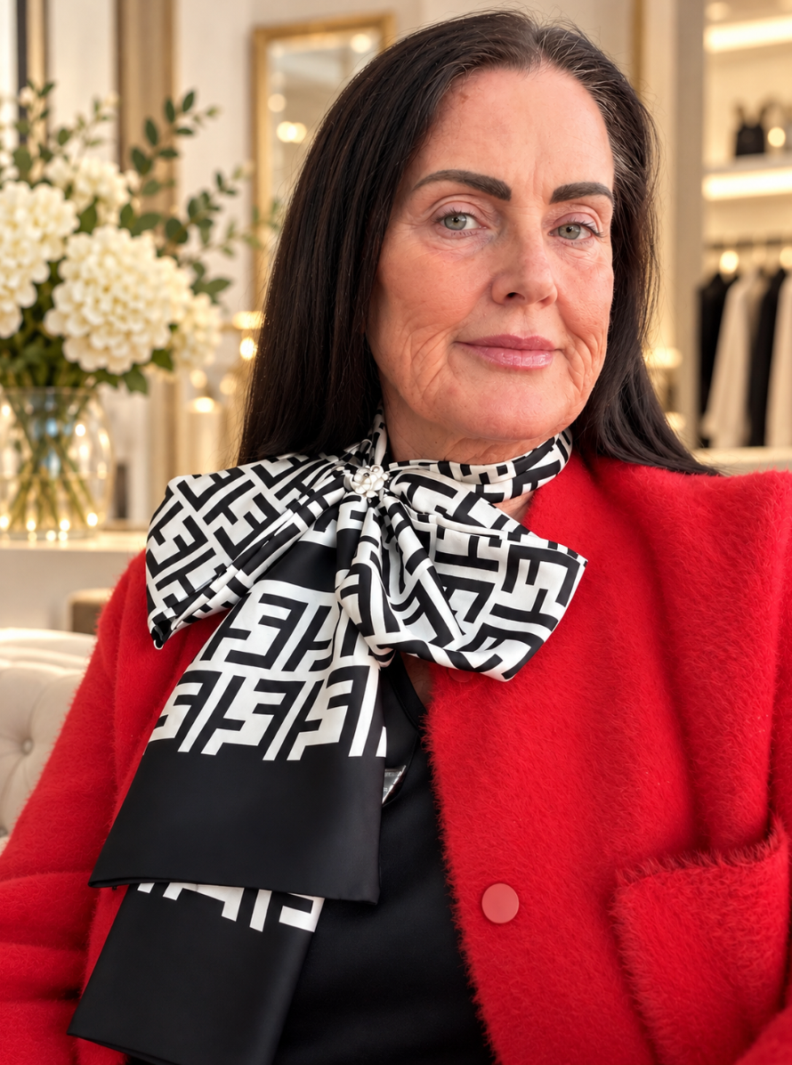 Monochrome Print Neck Scarf