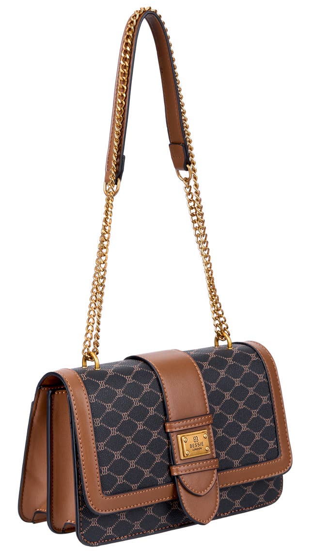 Bessie Logo Flap Over Bag - Tan