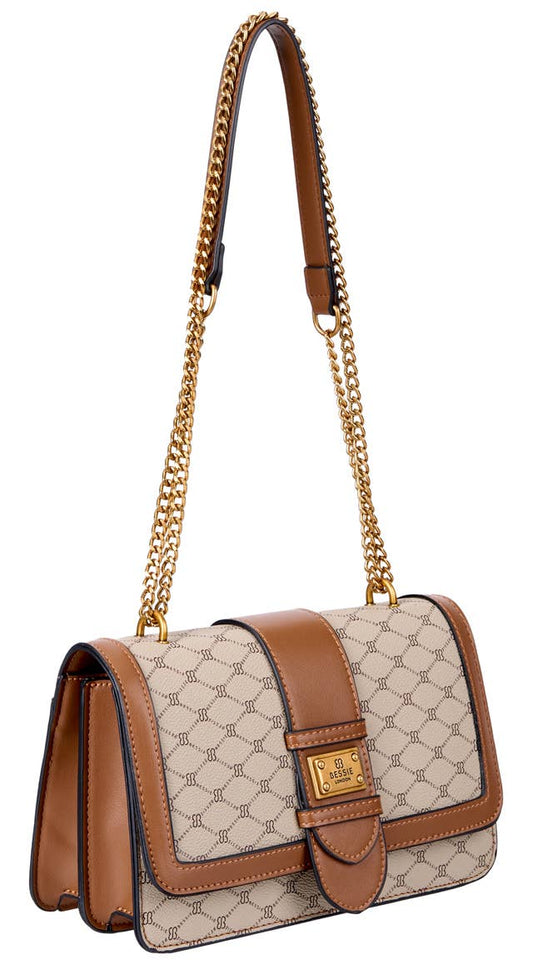 Bessie Logo Flap Over Bag  - Khaki