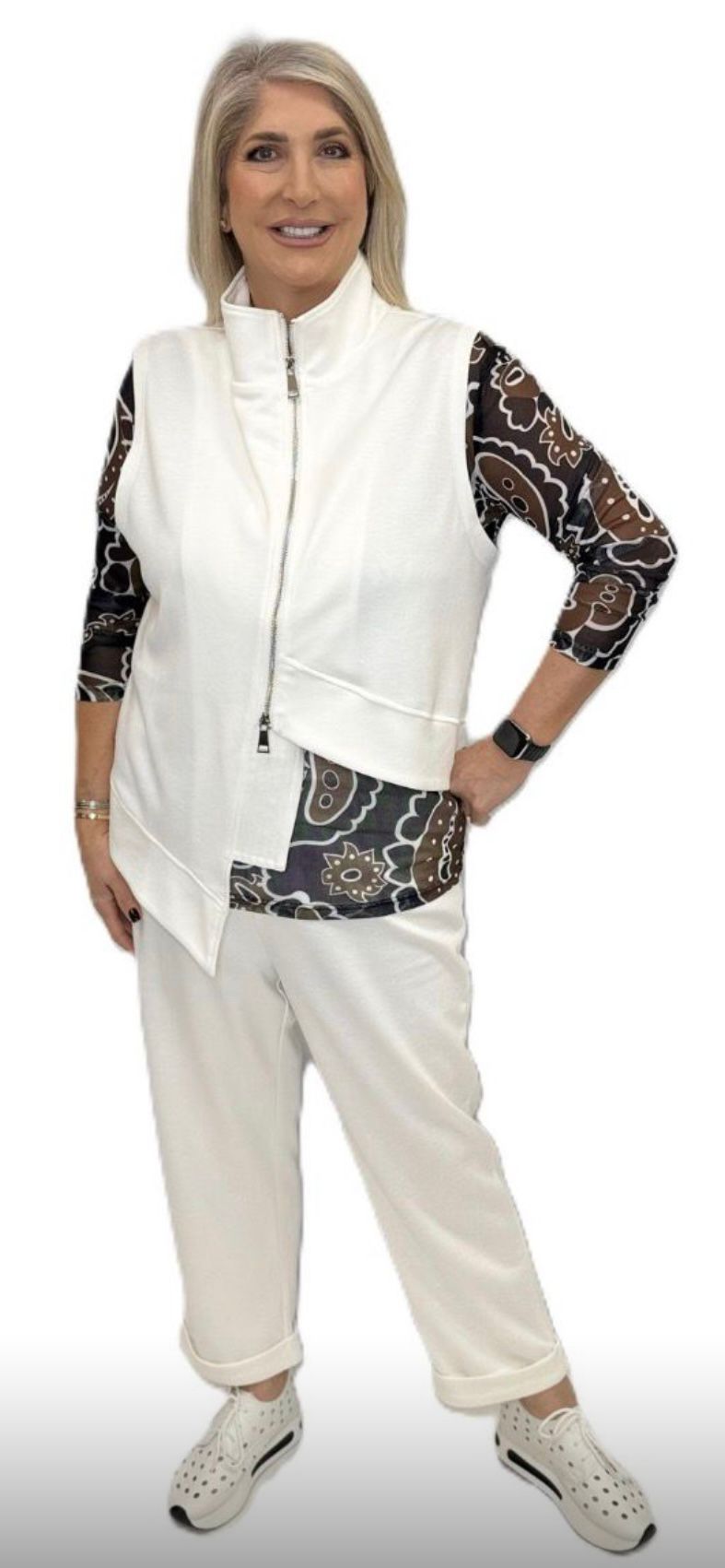 Asymmetrical 2 way Zip waistcoat by Malissa J