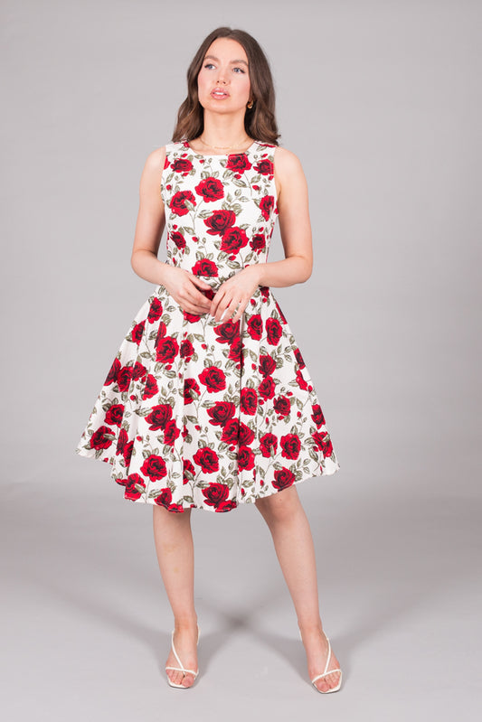 Fit and Flare Rose print dress