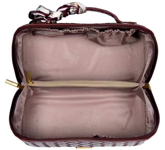 Bessie Diamond Lattice Cosmetic Bag - Black